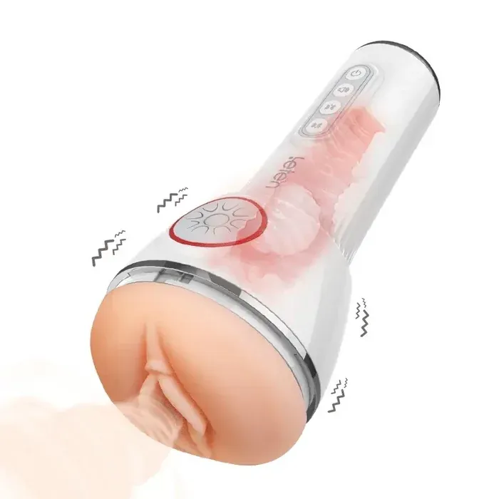 Leten Realistische Masturbator met 10 Vibratie- en Luchtkussenmassagefuncties.