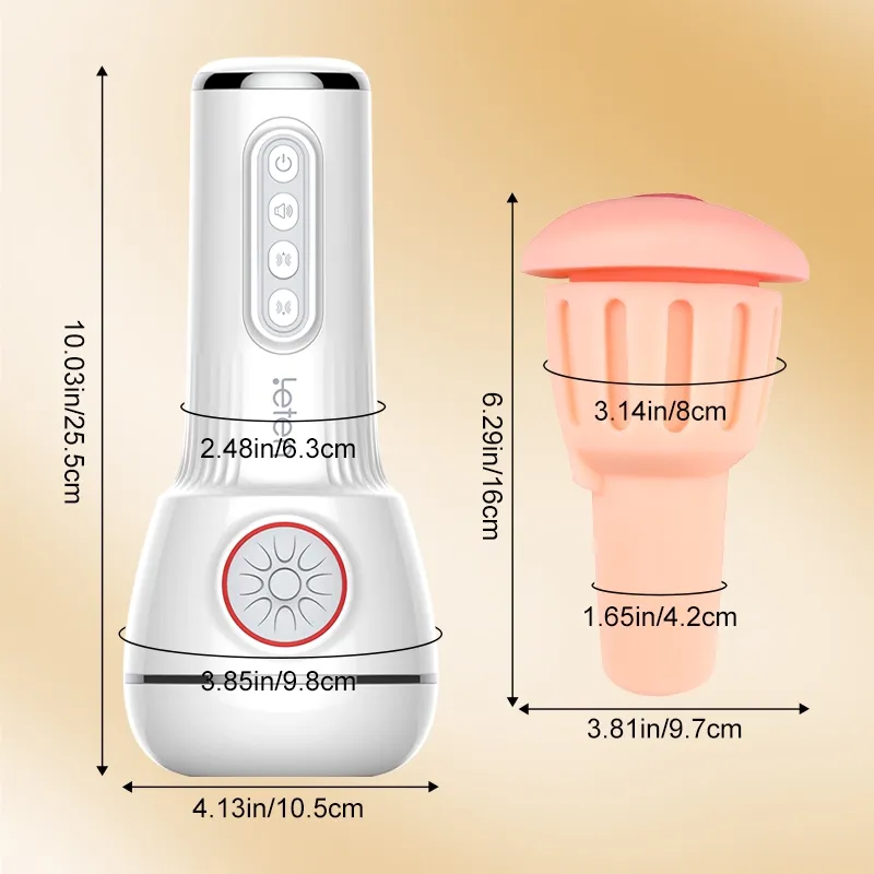 Leten Realistische Masturbator met 10 Vibratie- en Luchtkussenmassagefuncties.