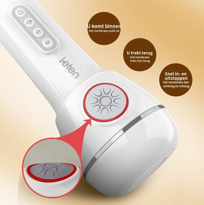 Leten Realistische Masturbator met 10 Vibratie- en Luchtkussenmassagefuncties.