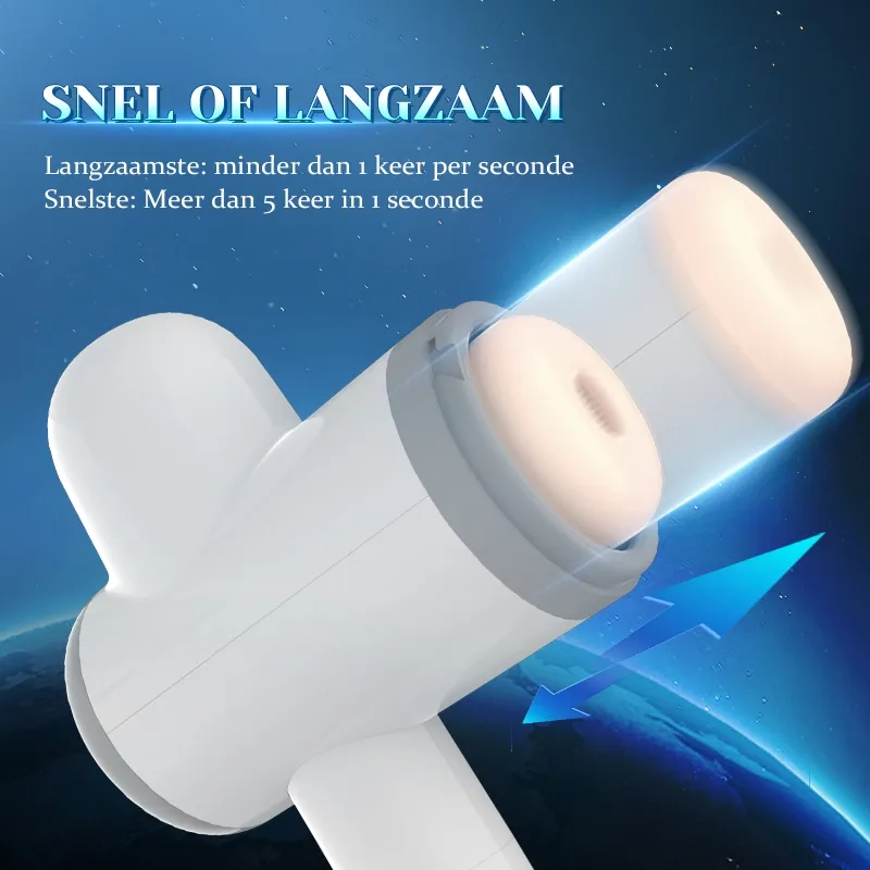 Draagbare Auto-Lubricerende Masturbator met 8 Stoten en 9 Versnellingsstanden