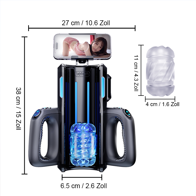 Leten Masturbator met 10 Duwen en 10 Versnellingniveaus en 2 Mouwen