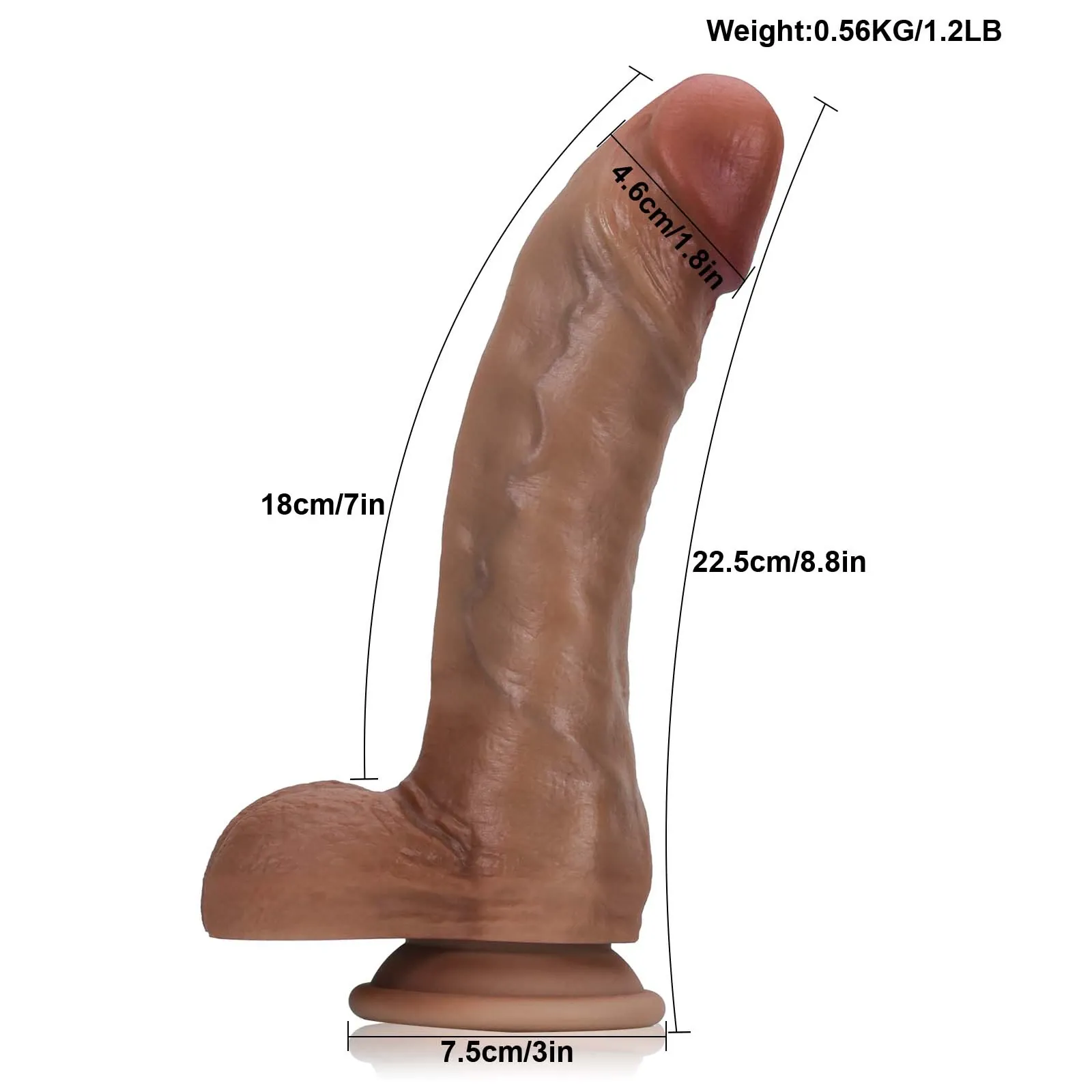 Nieuwste Siliconen Bruine Anaal Dildo Zuignap 22.5cm