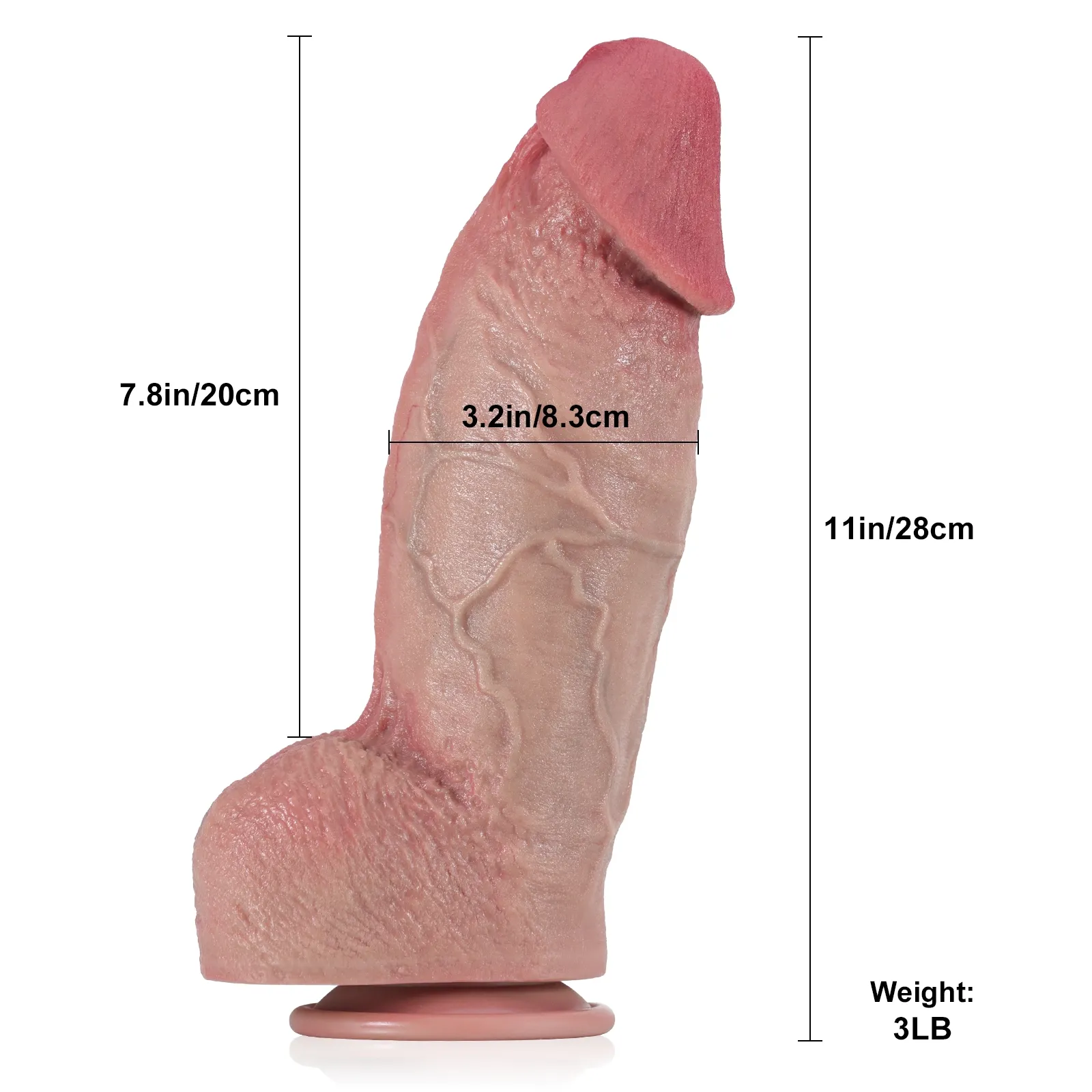 Nieuwste Thick Real Feel Zachte Siliconen Zuignap Dildo 28cm