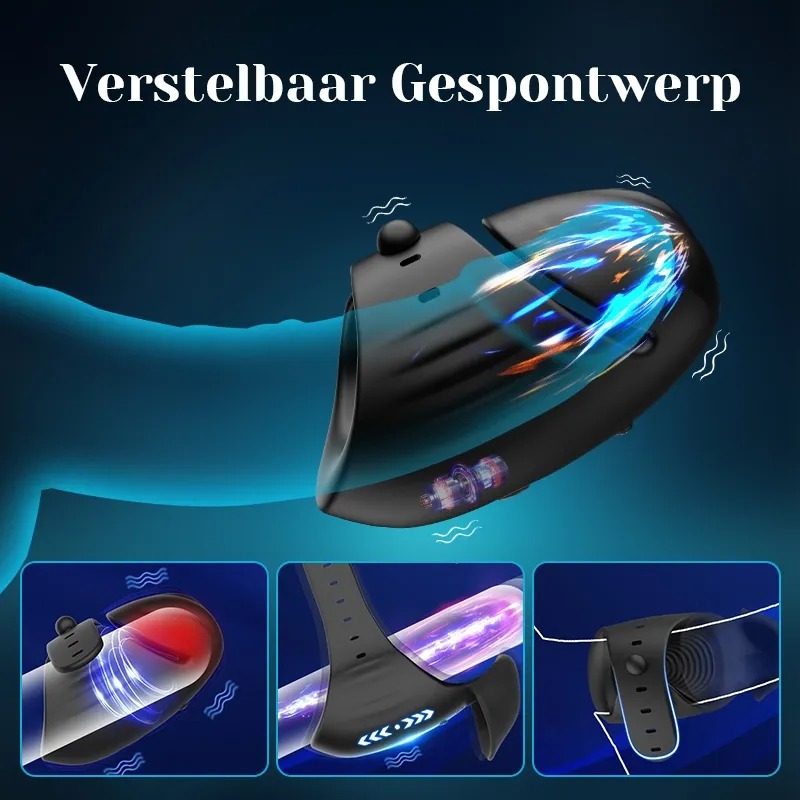 9 Vibratie Penis Vibrator met Verstelbare Gesp en App-bediening