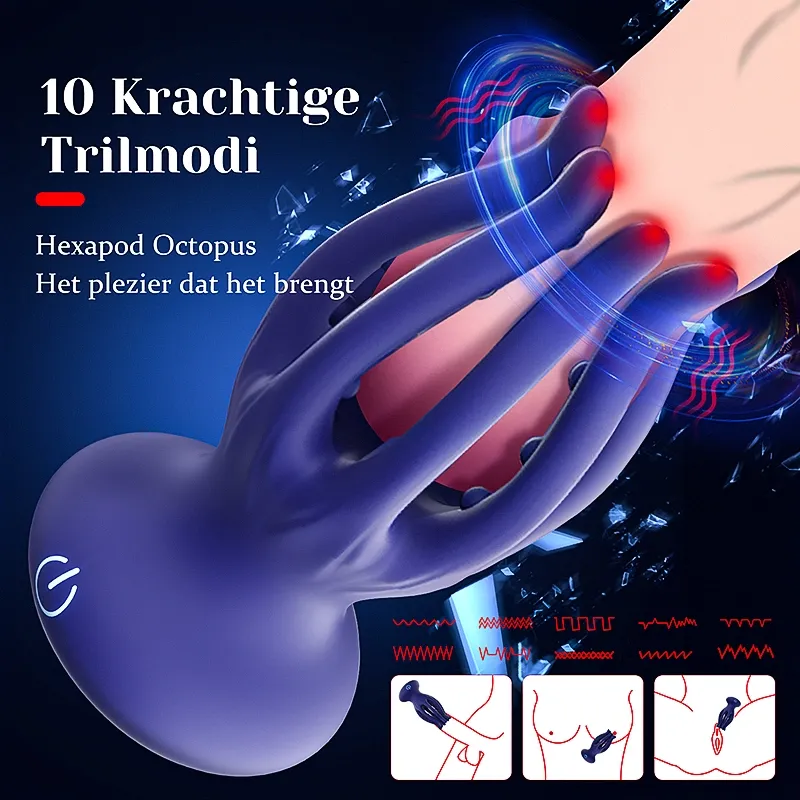 Penis Vibrator met 10 Vibratiestanden en Octopus-Tentakel Stimulatie