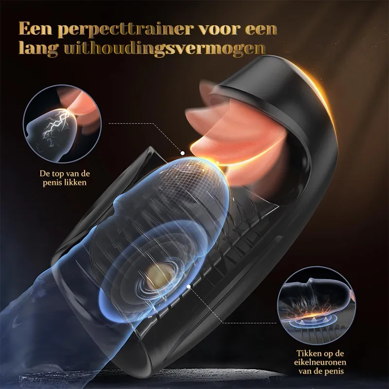 Penis Vibrator met 10 Likkende, Tikken en Vibrerende Functies