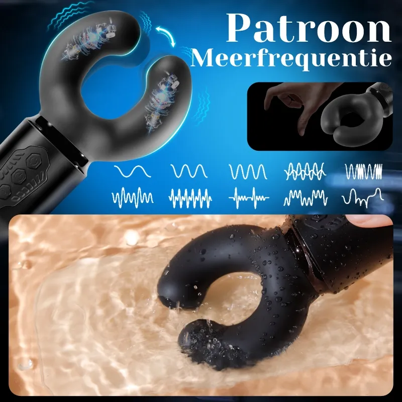 100% Waterdichte Penis Vibrator met 10 Knijpen en Vibreren