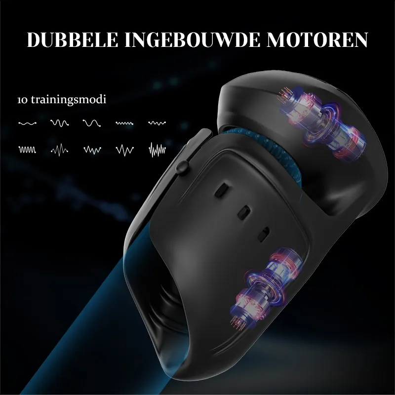Krachtige Penis Vibrator met 10 Vibrerende Kloppen en Verstelbare Gesp