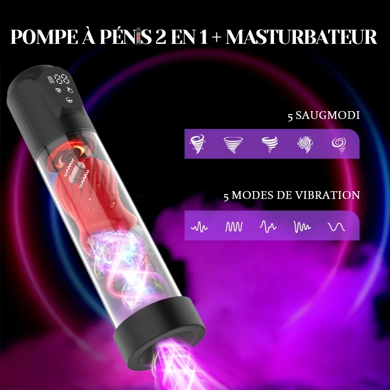 5 Zuig Penispomp met Ingebouwde Trillende Mouw