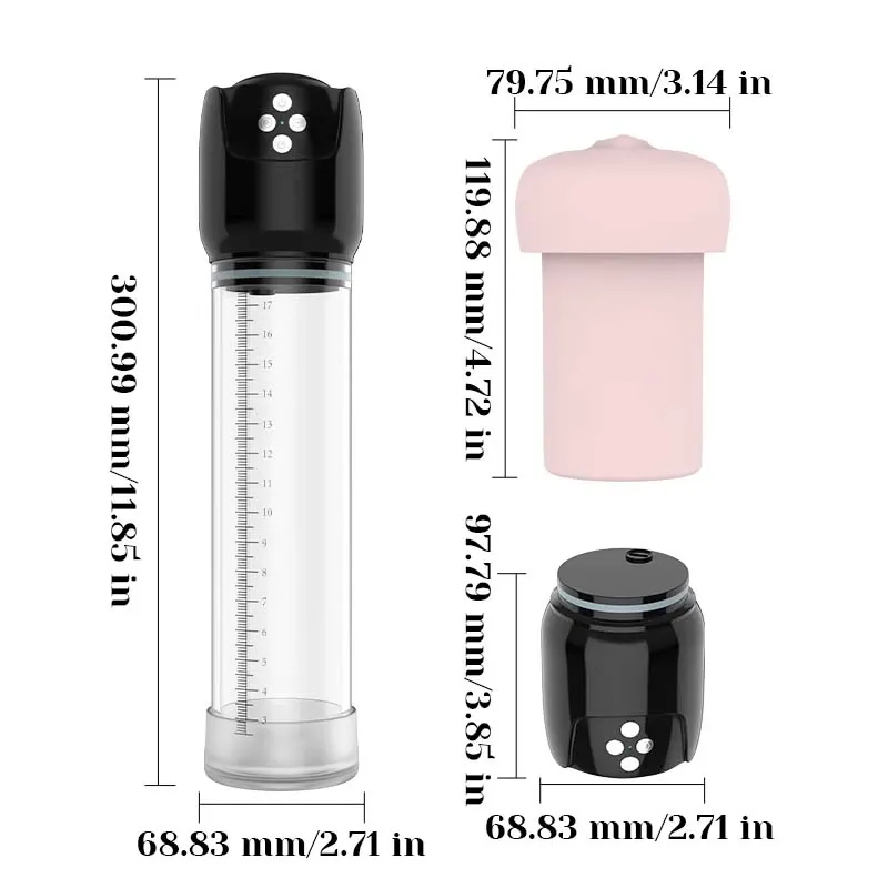 Penispomp met 6 Zuigstanden, Grommende Geluiden en 3D Realistische Sleeve