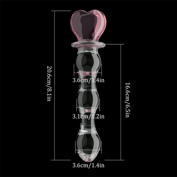 Pink Hartvorm Glazen Dildo 20.6cm