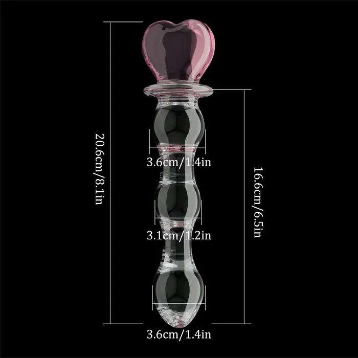 Pink Hartvorm Glazen Dildo 20.6cm