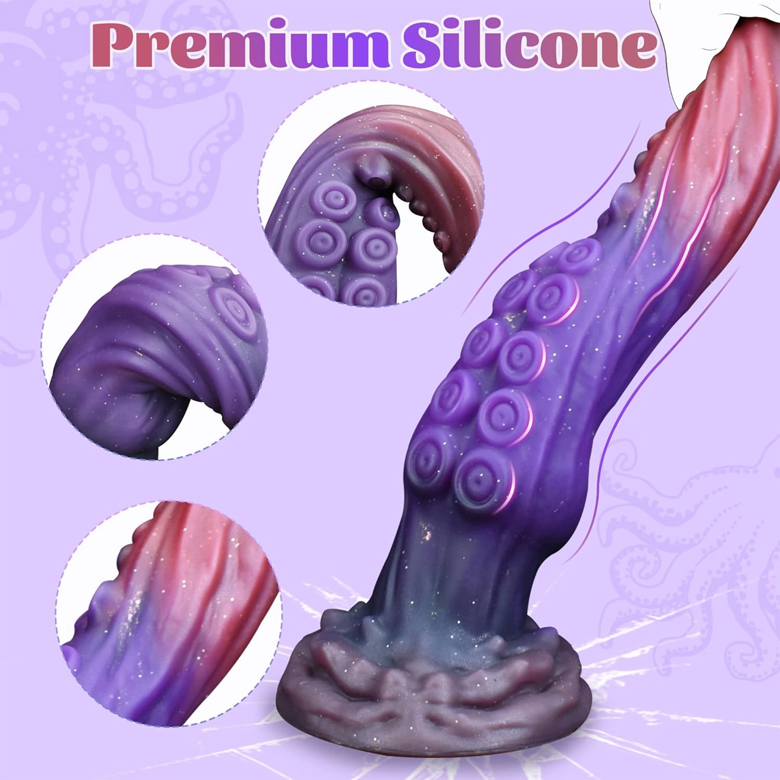 Pink Paarse Siliconen Tentacle Dildo Met Zuignap 25.4cm