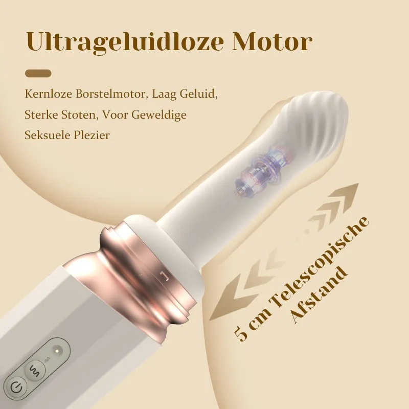 10 Vibratie- en 7 Stootmodi Verwarmde Premium Seksmachine