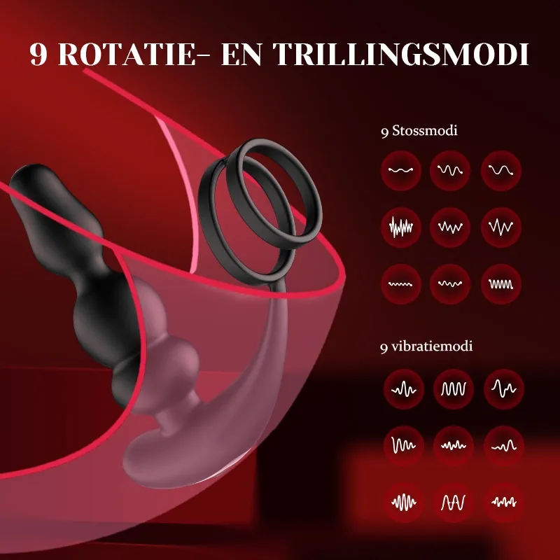 Prostaat Vibrator Met 9 Draaiende Vibraties En Afstandsbediening