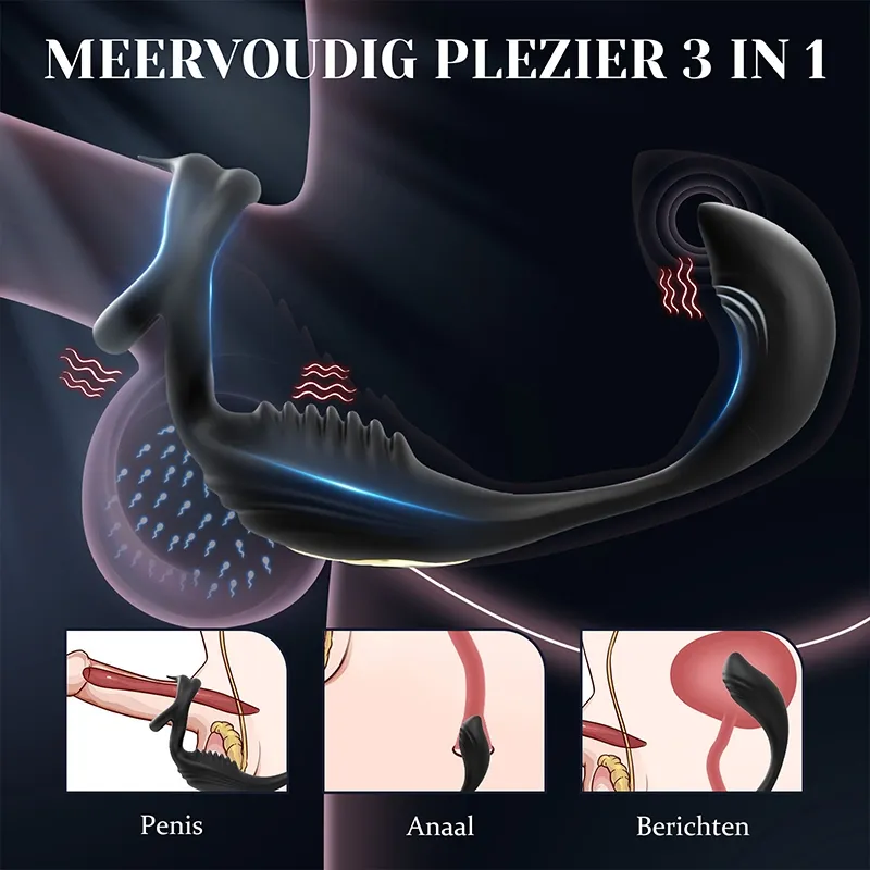 3-in-1 Prostaat Vibrator voor Teelbal, Perineum en Anale Stimulatie