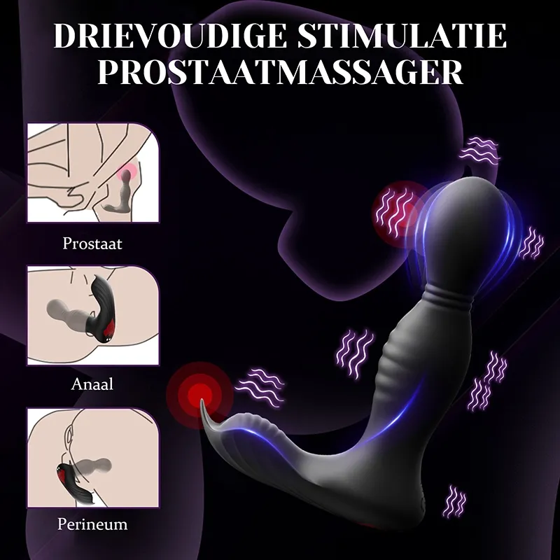 App- en Afstandsbediening Prostaat Vibrator met 9 Swing Vibraties en Likken