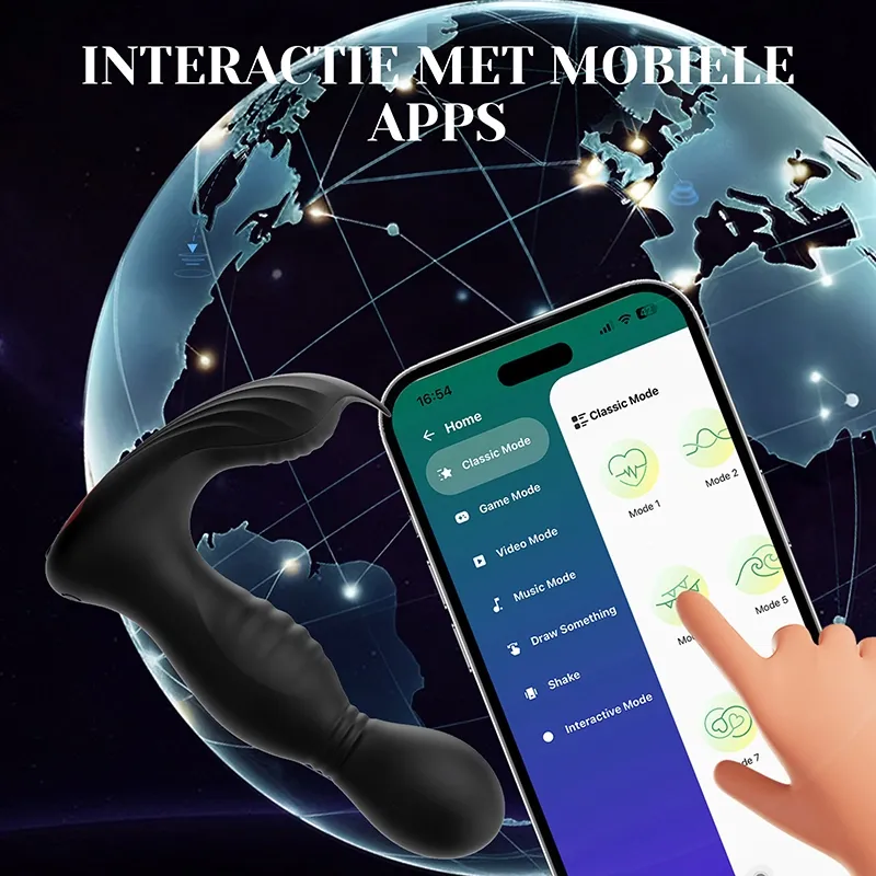 App- en Afstandsbediening Prostaat Vibrator met 9 Swing Vibraties en Likken