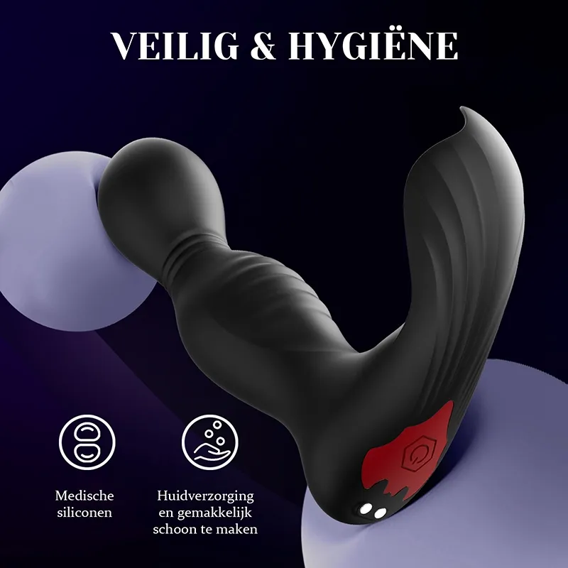 App- en Afstandsbediening Prostaat Vibrator met 9 Swing Vibraties en Likken