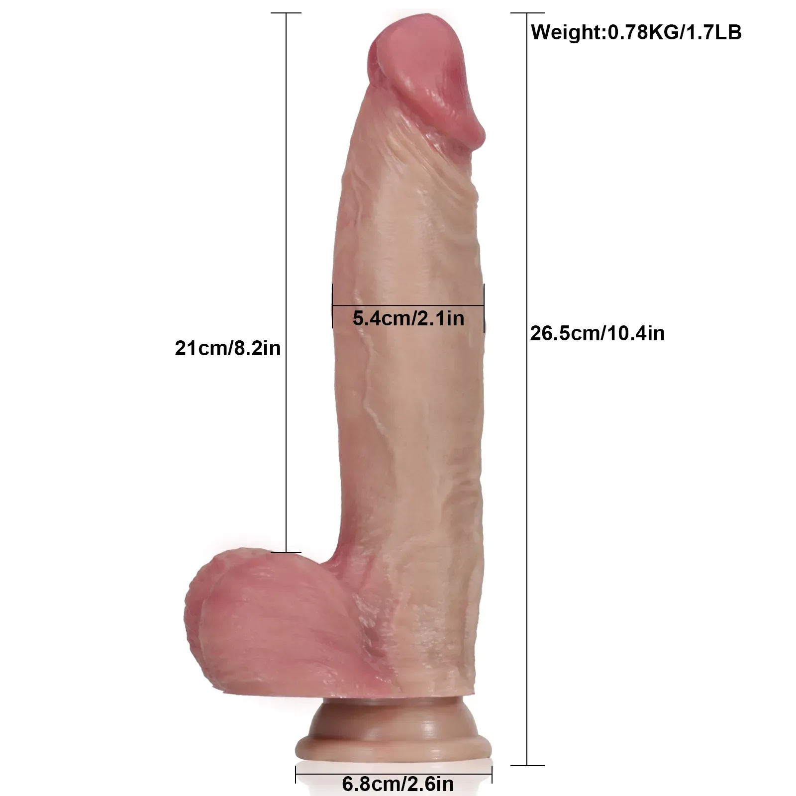 Real Skin Dikke Siliconen Nieuwste Dildo 26.5cm