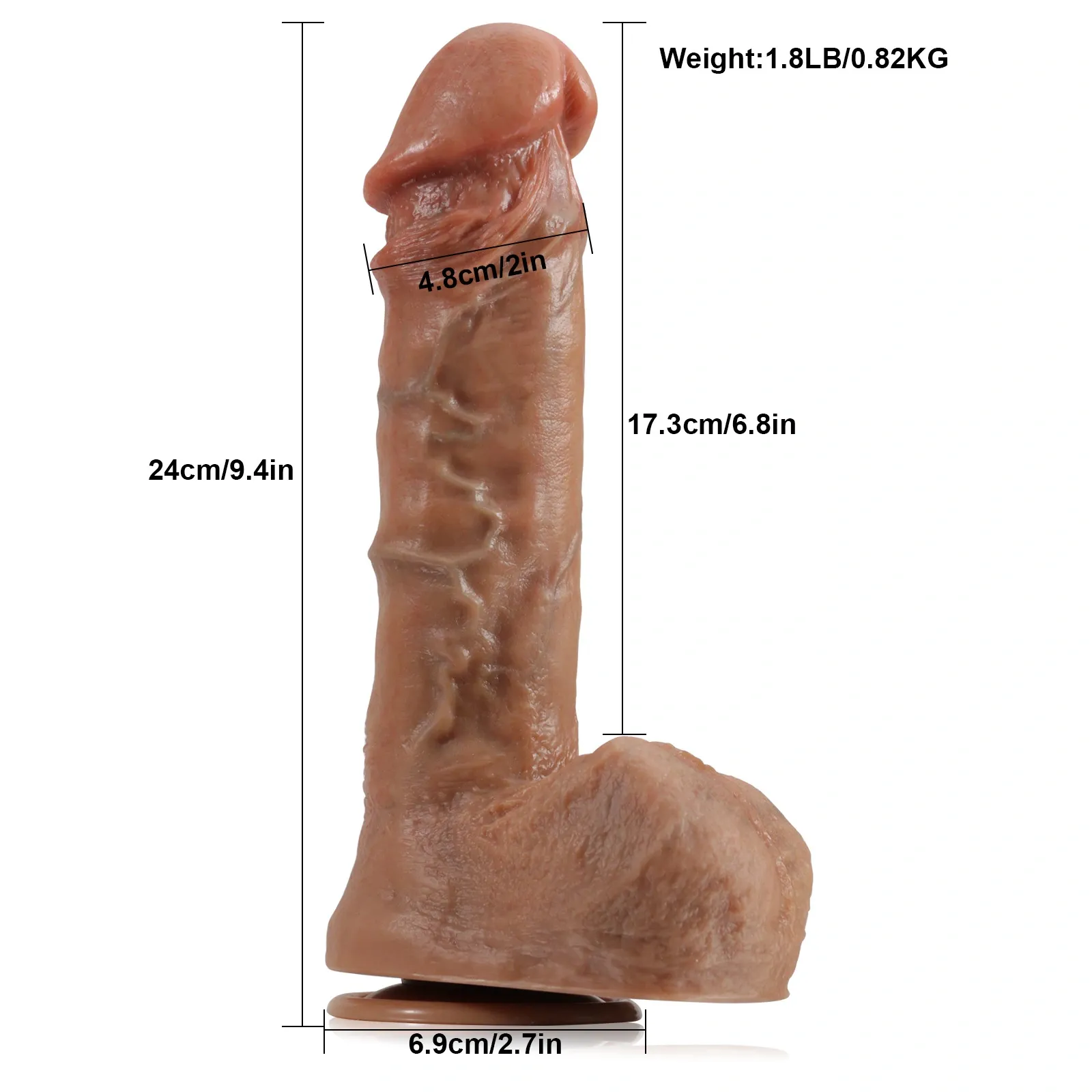 Realistic Zuignap Siliconen Dildo Met Ballen 24cm
