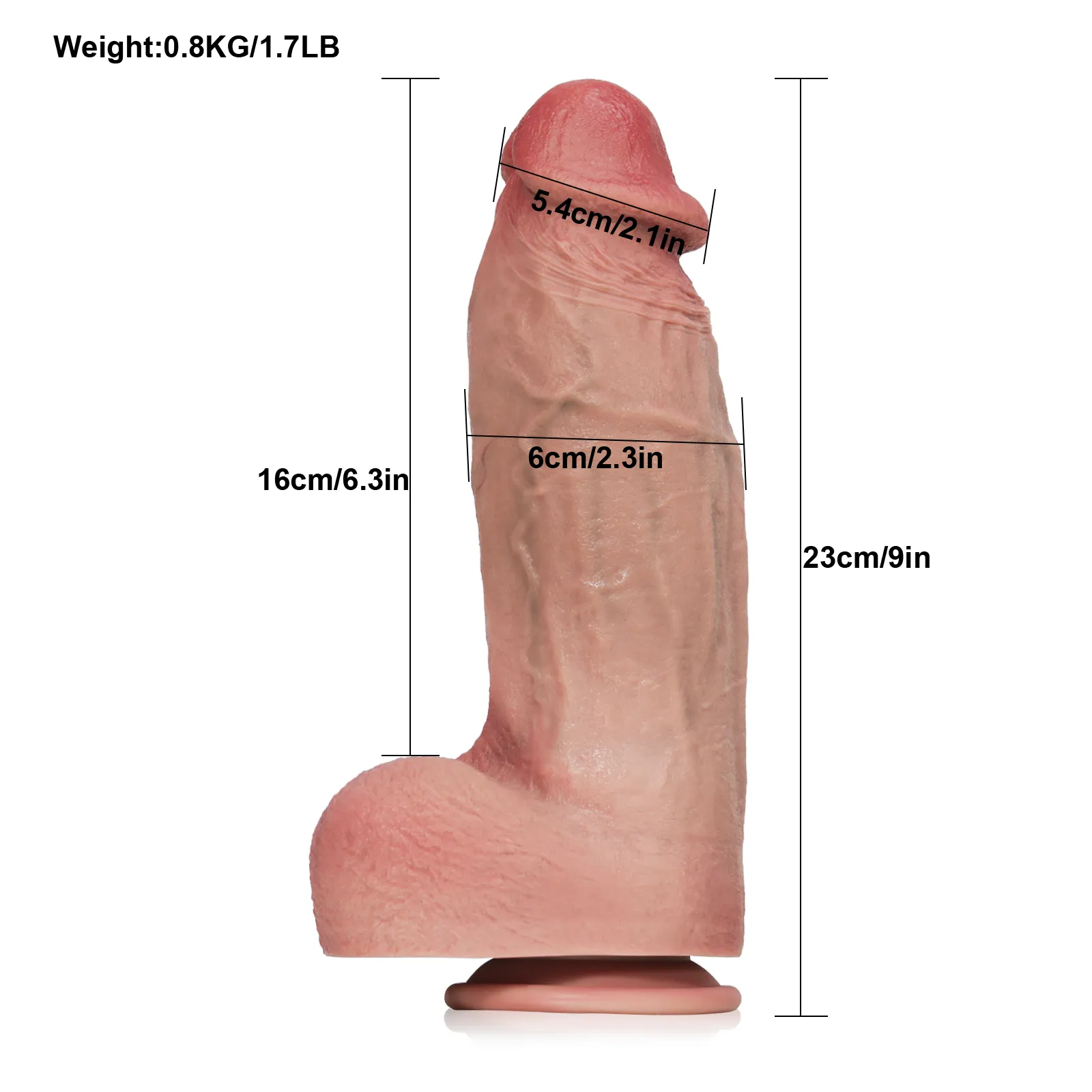 Levensechte Siliconen Dikke Dildo Met Zuignap 23cm