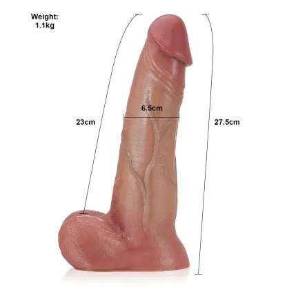 Realistische Bruine Sliding Skin Dildo 27.5cm