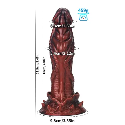 Realistische Red Monster Zuignap Dildo 21.5cm