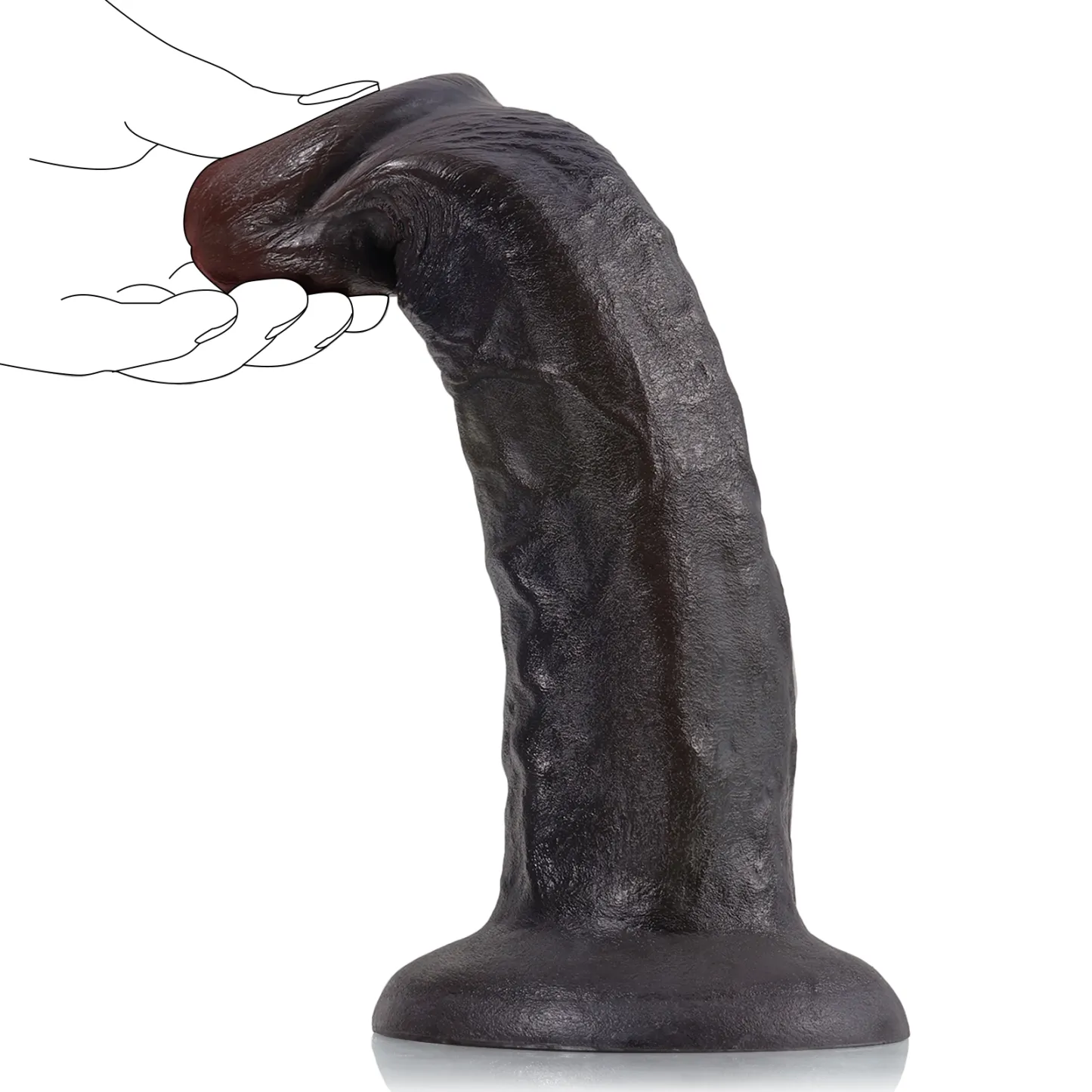 Realistische Siliconen Black Anal Zuignap Dildo 25.4cm