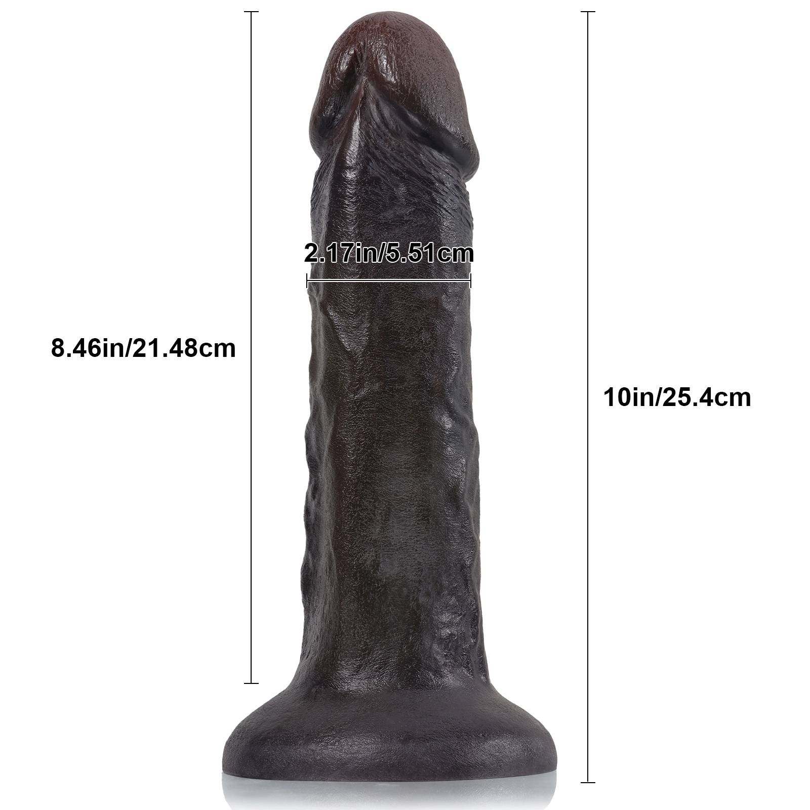 Realistische Siliconen Black Anal Zuignap Dildo 25.4cm