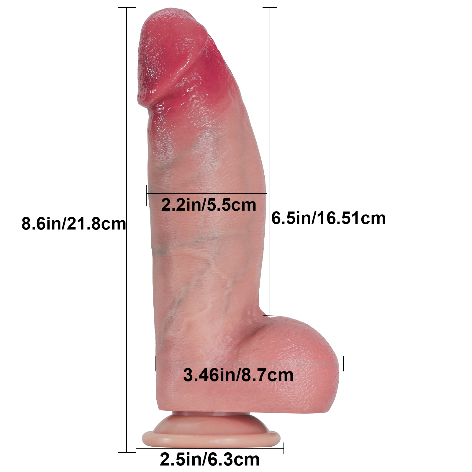 Realistische Stotende Anaal Zuignap Dildo 21.8cm