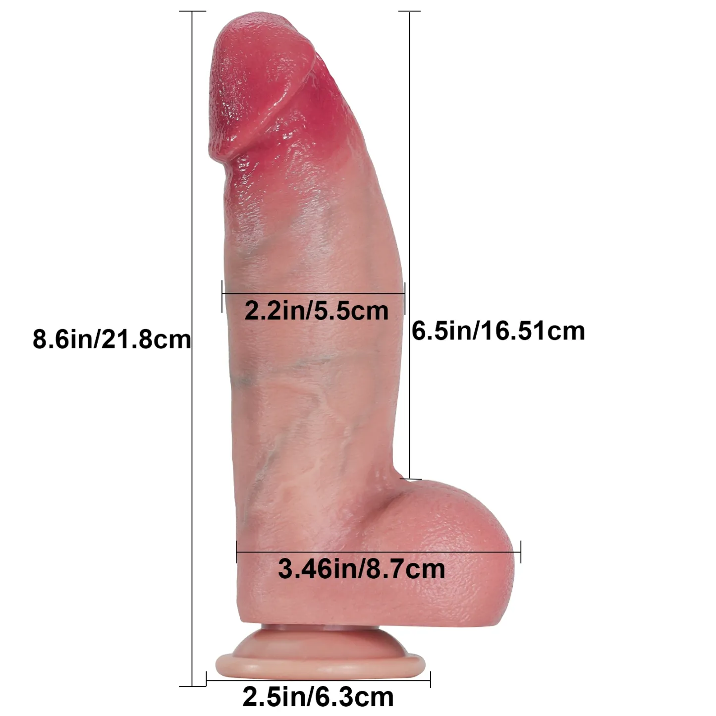 Realistische Stotende Anaal Zuignap Dildo 21.8cm