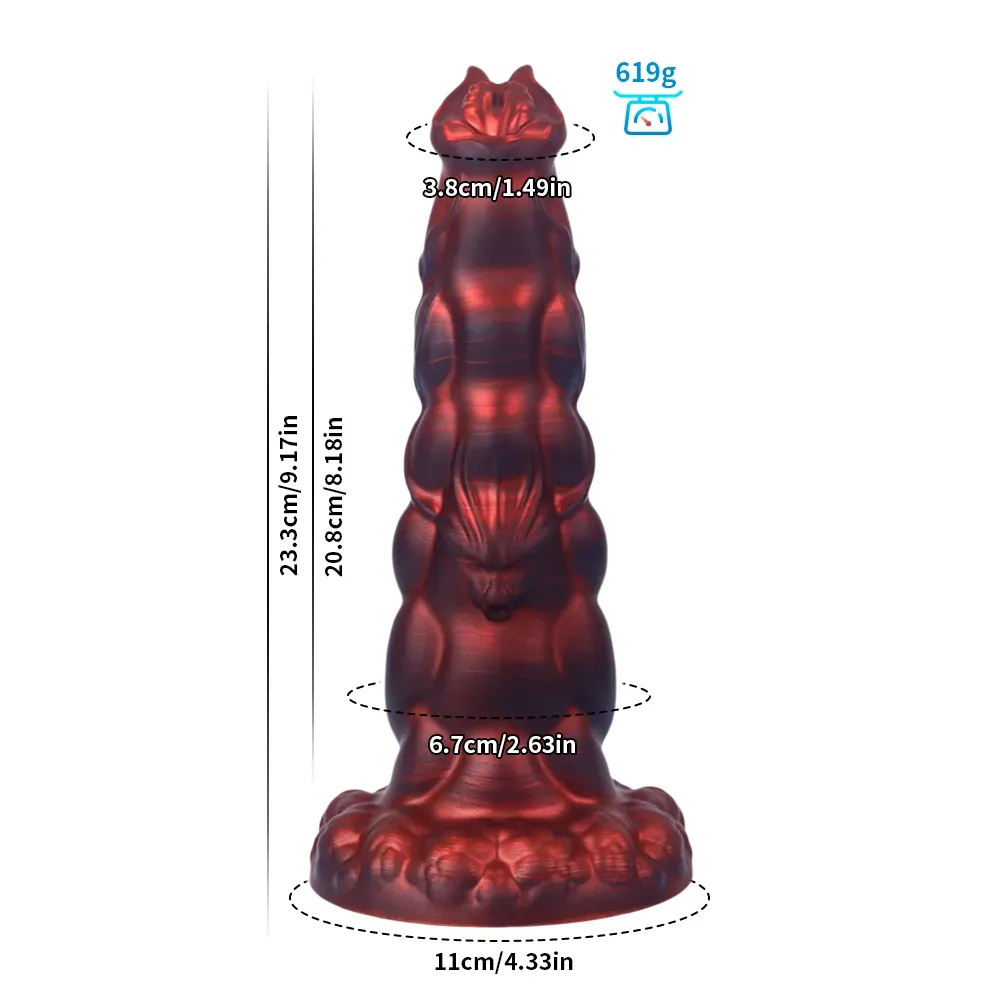 Realistische Zwarte Red Monster Dildo 23.3cm