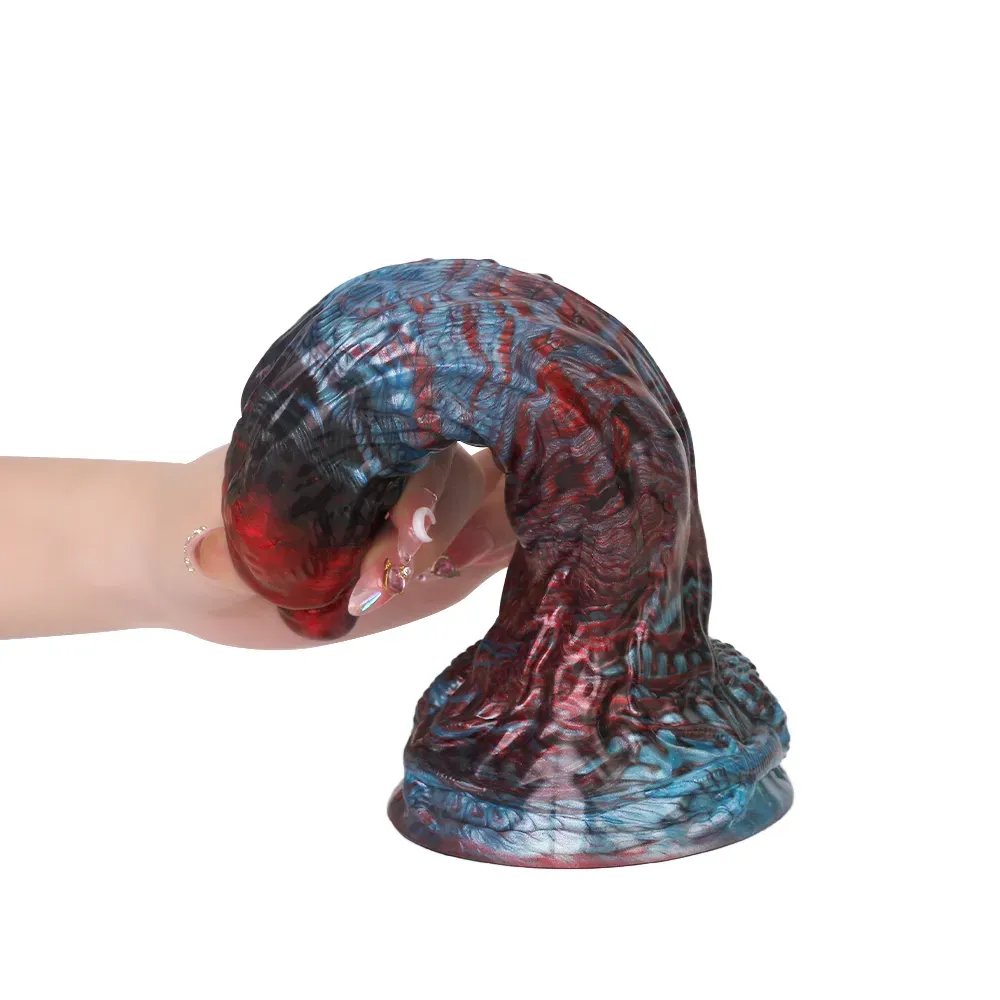 Red En Blauwe Monster Zuignap Dildo 21.4cm