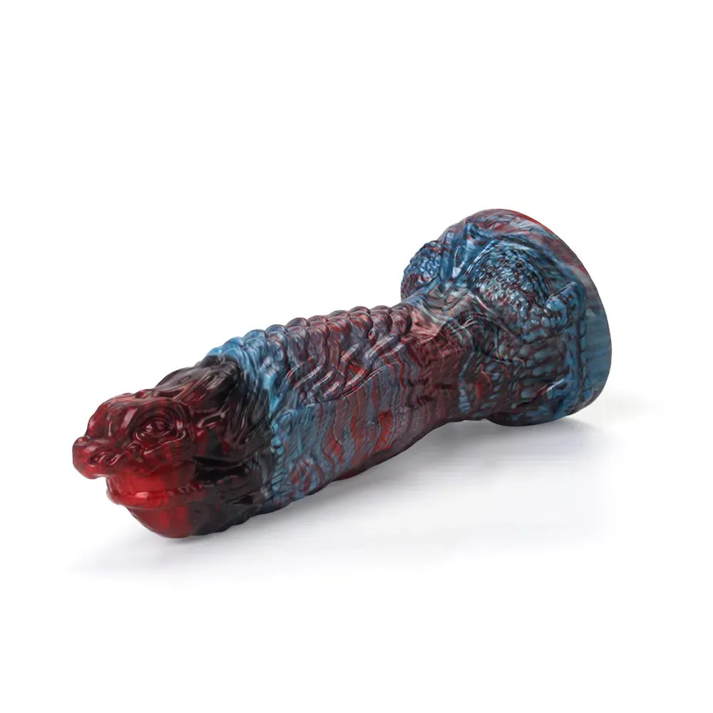 Red En Blauwe Monster Zuignap Dildo 21.4cm