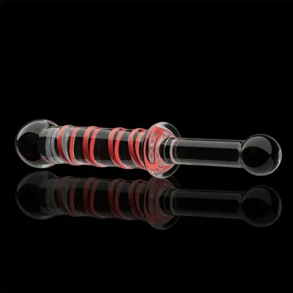 Red Funny Glazen Dildo Met Ribbels 22.5cm