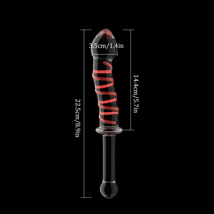 Red Funny Glazen Dildo Met Ribbels 22.5cm