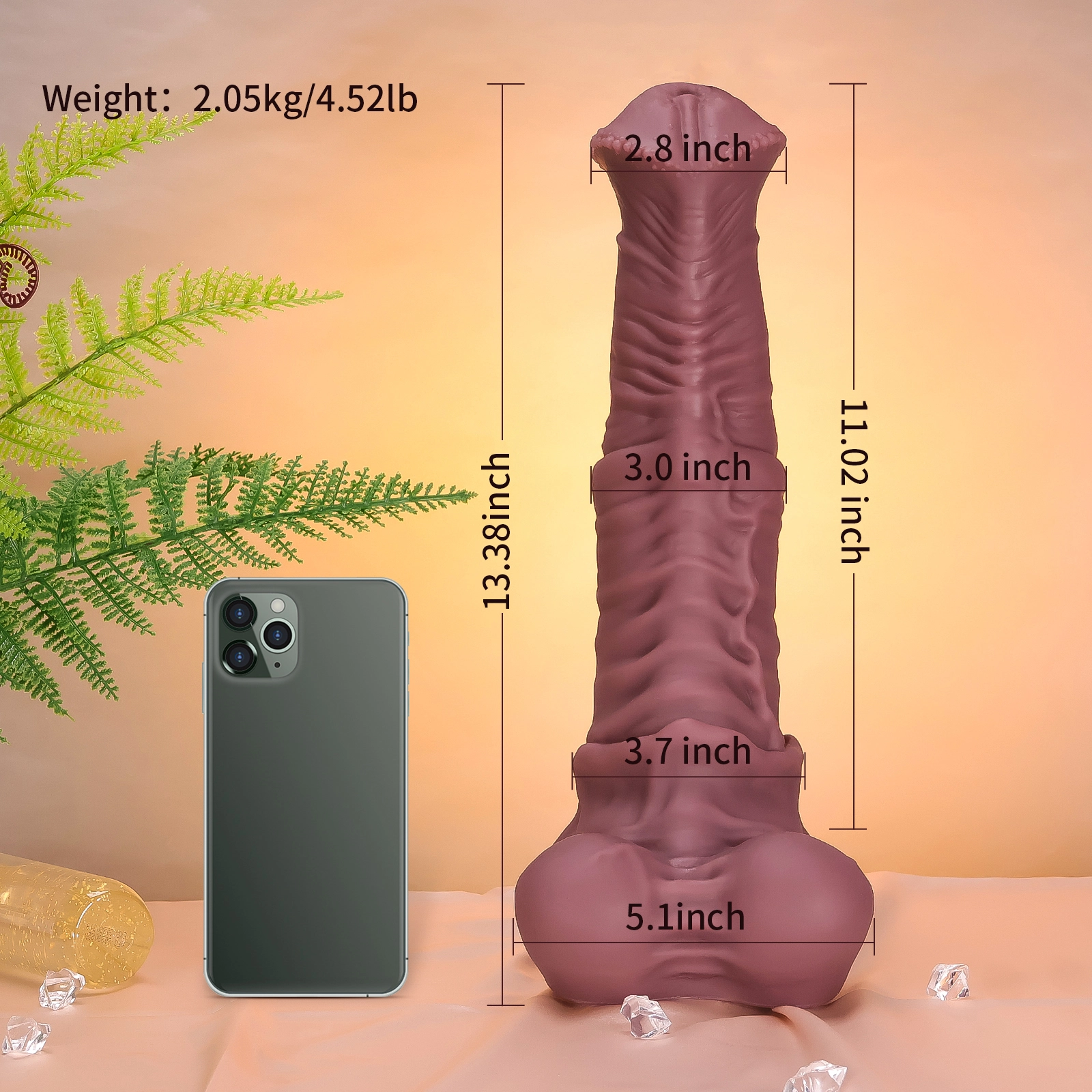 Reuze Bruine Siliconen Paarde Dildo 34cm