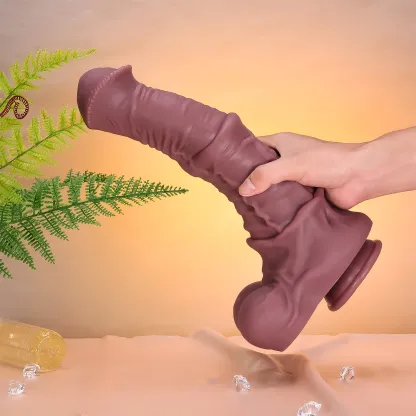 Reuze Bruine Siliconen Paarde Dildo 34cm