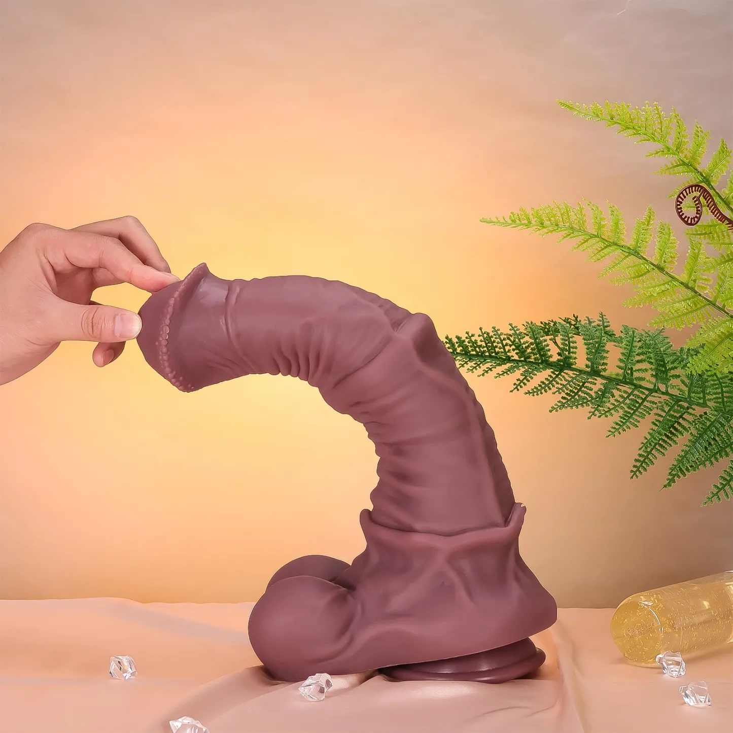 Reuze Bruine Siliconen Paarde Dildo 34cm