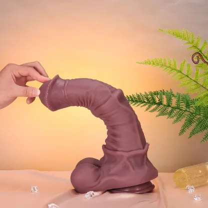 Reuze Bruine Siliconen Paarde Dildo 34cm