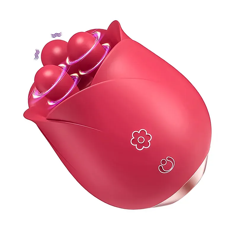 Roos Vibrator Met Drie Stimulatorballetjes