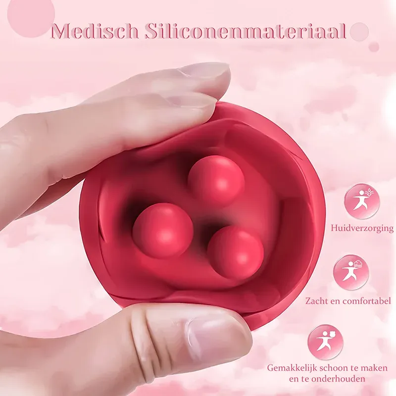 Roos Vibrator Met Drie Stimulatorballetjes