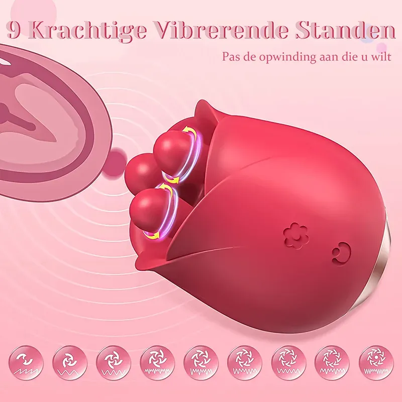 Roos Vibrator Met Drie Stimulatorballetjes