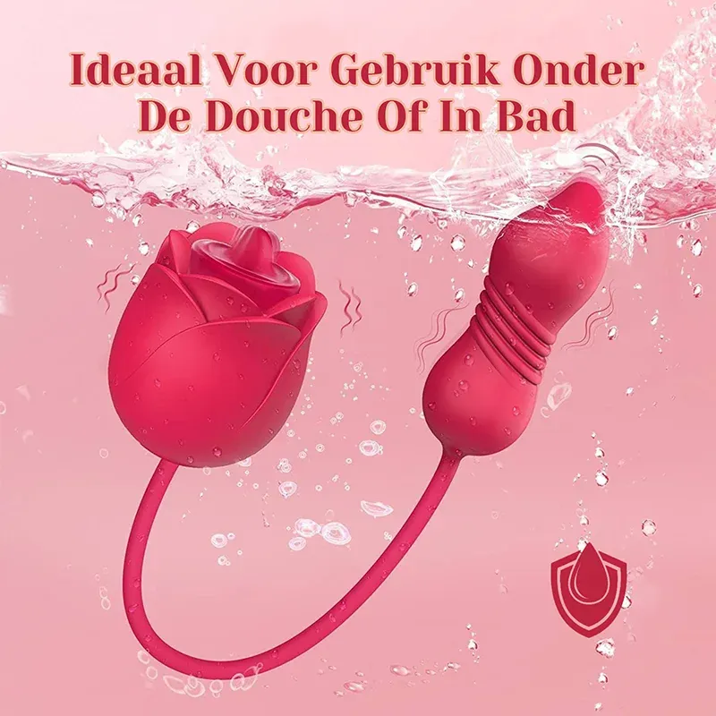 2 In1 Roos Vibrator Met Clitorale Likstimulator