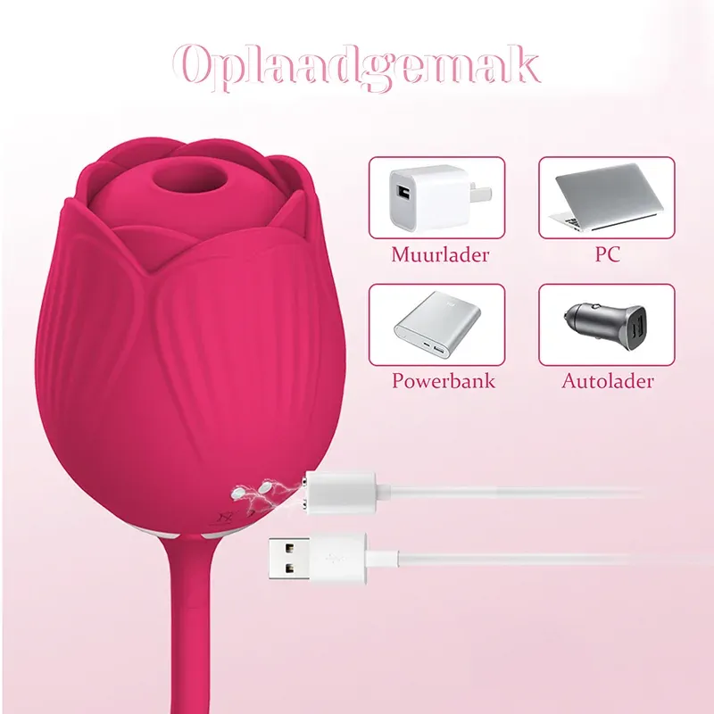 2 In 1 Bloemige Fantasie Clitorale Zuiging Roos Vibrator