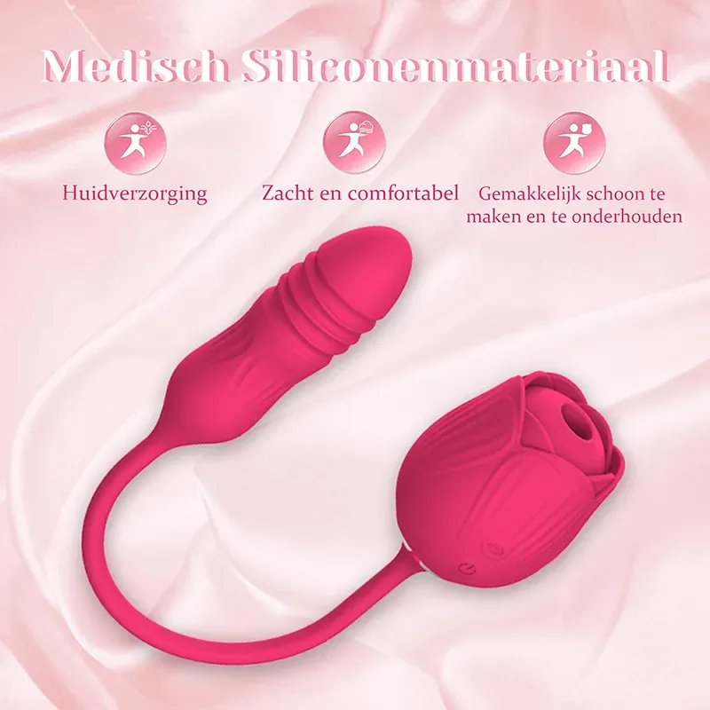 2 In 1 Bloemige Fantasie Clitorale Zuiging Roos Vibrator
