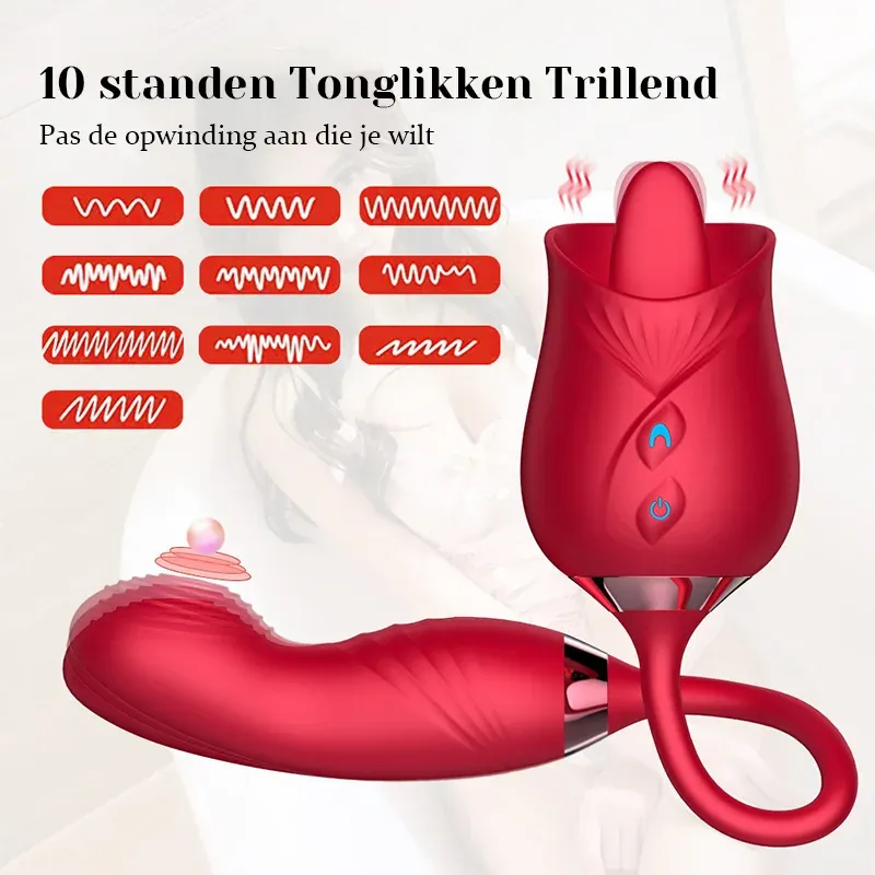Multifunctionele Clit-Likkende Rose Vibrator met Vibrerende Stimulator