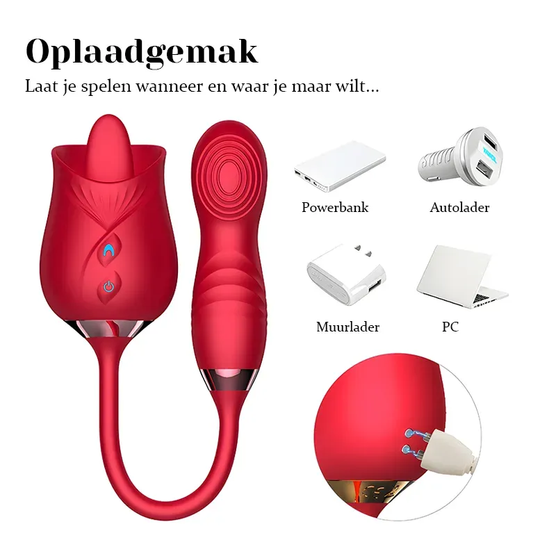 Multifunctionele Clit-Likkende Rose Vibrator met Vibrerende Stimulator