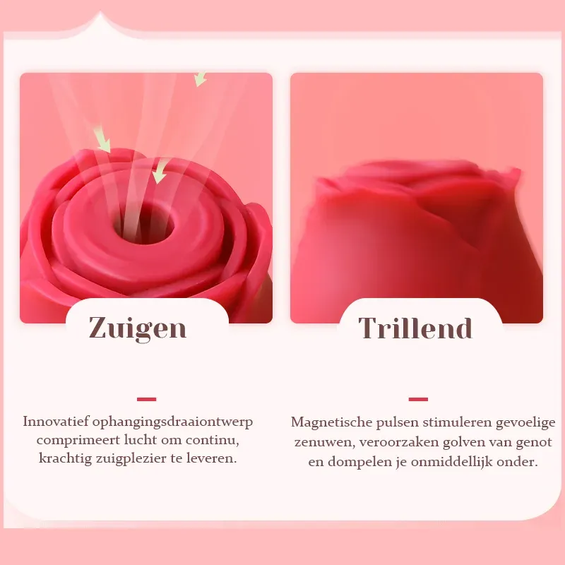 10 Zuig- en Vibrerende Clitorisstimulator Rose Vibrator